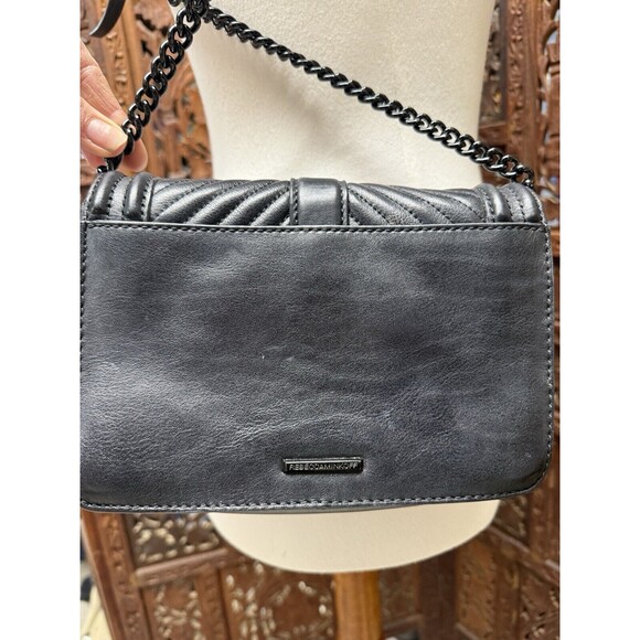 Rebecca Minkoff Chevron Quilted Small Love Crossbody Bag Black Leather - Picture 5 of 7
